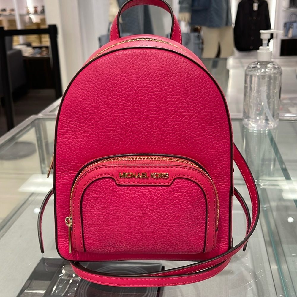 Michael Kors Ladies Backpack Bag Jaycee XS Convertible Zip Backpack Electric Pnk - Picture 2 of 16